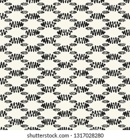 Abstract Ink Drawn Cross Stroke Graphic Motif. Seamless Pattern.