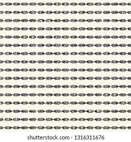 Abstract Ink Drawn Dashed Strokes. Seamless Pattern.