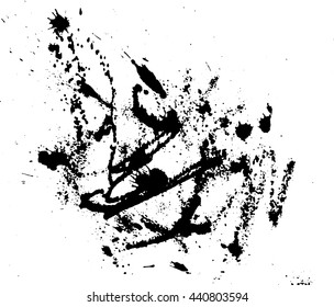 Abstract ink drops background. Black and white vector grunge texture.