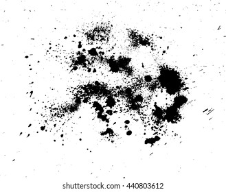 Abstract ink drops background. Black and white vector grunge texture.