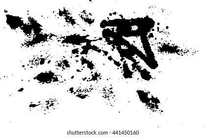 Abstract ink drops background. Black and white vector grunge texture.