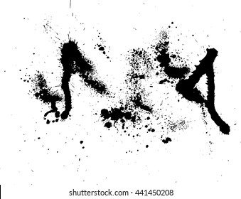 Abstract ink drops background. Black and white vector grunge texture.