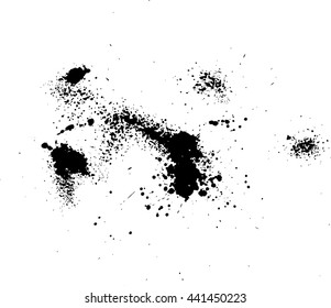 Abstract ink drops background. Black and white vector grunge texture.