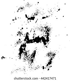 Abstract ink drops background. Black and white vector grunge texture.