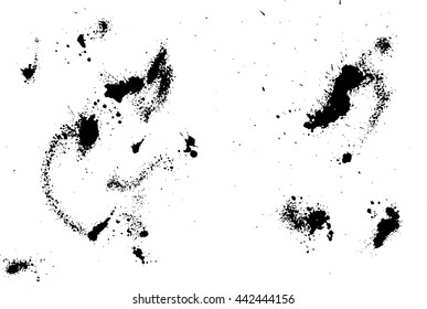 Abstract ink drops background. Black and white vector grunge texture.