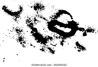 Abstract ink drops background. Black and white vector grunge texture.