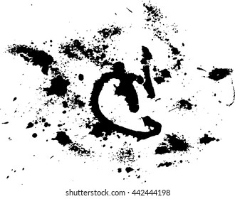 Abstract ink drops background. Black and white vector grunge texture.