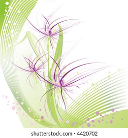 abstract ink flower on green background