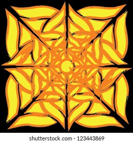 abstract ink grunge vector flower seamless pattern on black background