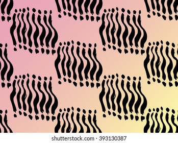 Abstract ink handraw pink and  yellow  background.Tribal hand drawn background,ethnic , doodle, stripe pattern, ink illustration.Background in the ethnic style.