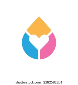 Abstract ink with love logo, ink heart logo icon design template vector