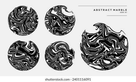 Conjunto de ilustraciones de círculo de mármol de tinta abstracta.