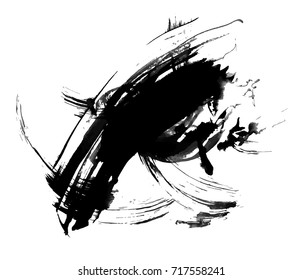 Abstract ink painting, artistic black vetor pattern