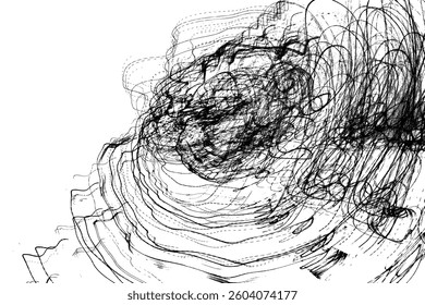 Abstract ink scribbles. Crazy background texture overlay. Black and white hand drawn pencil illustrations. Grunge distressed doodle art. Vector.