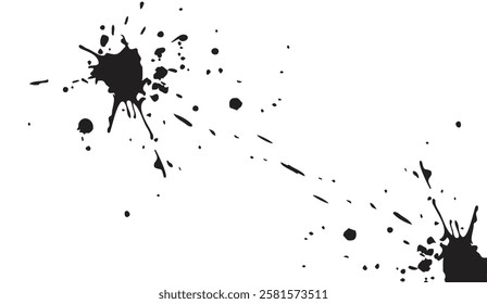 Abstract Ink Spatter: Dynamic Black Ink Explosions on Pristine White Background Ideal for Design Projects and Artistic Applications