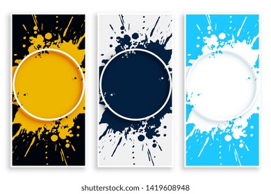 abstract ink splash banner in different colors