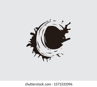 Abstract ink splash C letter logo,  flat splatter design.