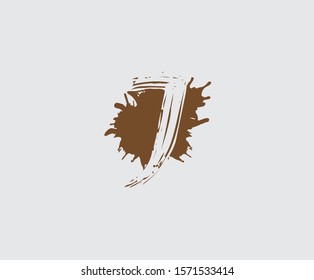 Abstract ink splash J letter logo,  flat splatter design.