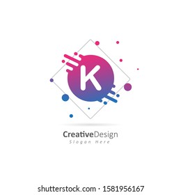 abstract ink splash logo concept template with letter K