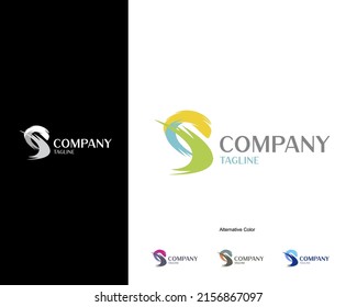 abstract ink splash logo concept template for letter S.Comes with several color choices