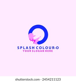 abstract ink splash logo concept template with letter O