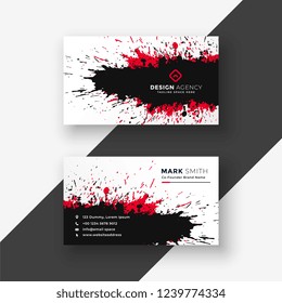 abstract ink splash red black business card design