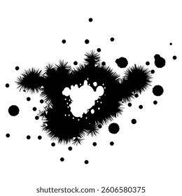 Abstract ink splash with scattered elements
