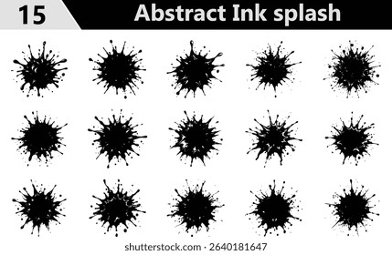 Abstract Ink splash splatter bundle on transparent background