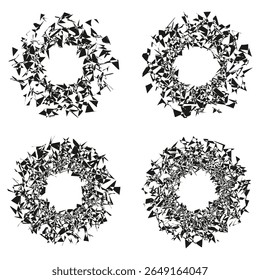 Abstract ink splashes. Grunge organic shapes. Circular blot texture. Vector chaotic pattern.