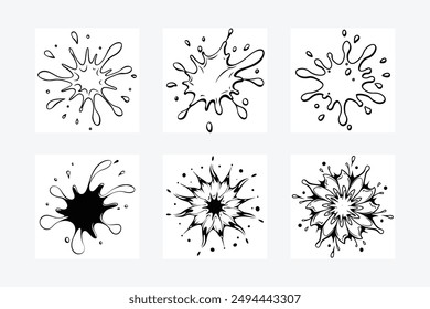 abstract ink splashes silhouette vector art illustration design