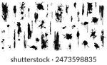 Abstract Ink Splatter, Drip, and Brush Stroke Texture Pack. Black Grunge Artistic Elements for Graphic Design, Digital Art, Backgrounds, Posters, and Creative Projects Vector