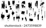 Abstract Ink Splatter, Drip, and Brush Stroke Texture Pack. Black Grunge Artistic Elements for Graphic Design, Digital Art, Backgrounds, Posters, and Creative Projects Vector