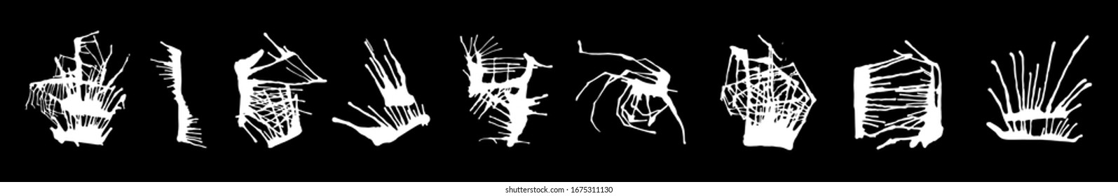 Abstract ink spots. The idea of contradiction, development, struggle. Metaphor for cancer disease. Vector set of splashes blots splatter collection. Grunge liquid shape spatter black white silhouette.
