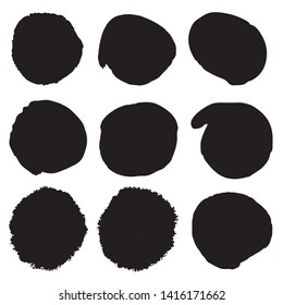 Abstract ink stains. Isolated vector brush strokes. Monochrome color splash. Minimalistic background spots.