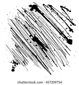 Abstract ink strokes background. Hand drawn brush strokes.