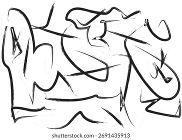 Trazos y líneas de tinta Abstractas - ilustración dinámica en blanco y negro	
