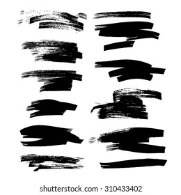 Abstract ink strokes set on white background
