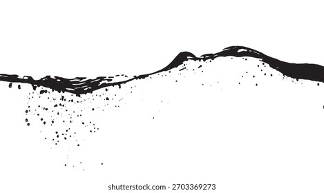 Abstract Ink Wave Splash - Ilustração de tinta preta dinâmica em branco para design gráfico, fundos e marca