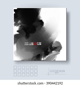 Abstract inkblot background. Monochrome grunge paint design. Vector illustration.