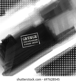 Abstract inkblot background. Monochrome grunge paint design. Vector illustration.
