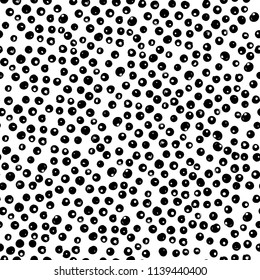 abstract inkbrush black caviar vector seamless pattern on white background