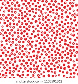 abstract inkbrush red caviar vector seamless pattern on white background