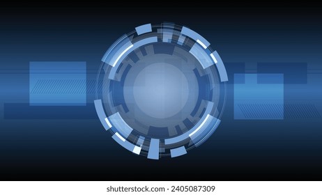 Abstrakte Vorlage für das Konzept der Innovationstechnologie mit dem Kreis des Hintergrunds. HUD. Fortgeschrittene Technologie, künstliche Intelligenz, Cybersicherheit, digitale Technologie, Bewegung, Business. Vektorgrafik