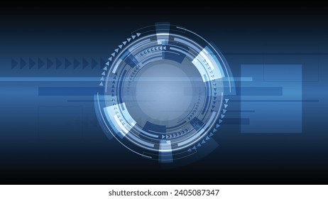 Abstrakte Vorlage für das Konzept der Innovationstechnologie mit dem Kreis des Hintergrunds. HUD. Fortgeschrittene Technologie, künstliche Intelligenz, Cybersicherheit, digitale Technologie, Bewegung, Business. Vektorgrafik