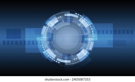 Abstrakte Vorlage für das Konzept der Innovationstechnologie mit dem Kreis des Hintergrunds. HUD. Fortgeschrittene Technologie, künstliche Intelligenz, Cybersicherheit, digitale Technologie, Bewegung, Business. Vektorgrafik