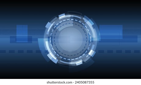 Abstrakte Vorlage für das Konzept der Innovationstechnologie mit dem Kreis des Hintergrunds. HUD. Fortgeschrittene Technologie, künstliche Intelligenz, Cybersicherheit, digitale Technologie, Bewegung, Business. Vektorgrafik