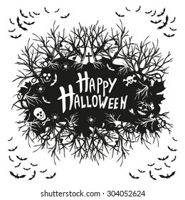 abstract inscription Happy Halloween on a white background