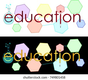 abstract inscription with symbols of science / education / logo