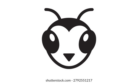 Abstract insect head logo vector icon. Minimalist ant or bug character design.