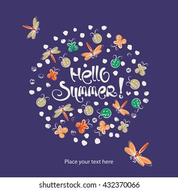 Abstract insects circle vector summer background